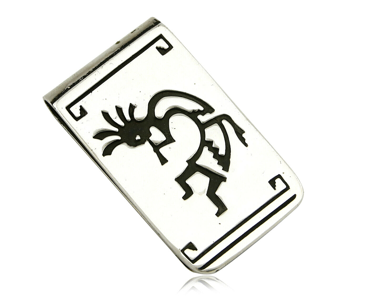 Navajo Money Clip .925 Silver & Nickle Hand Stamped Artist Native C.80's-90's