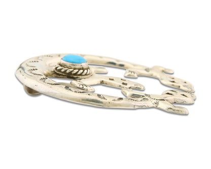 Navajo 925 Silver Naja Sand Cast Turquoise Handmade Native American Artist C.80s