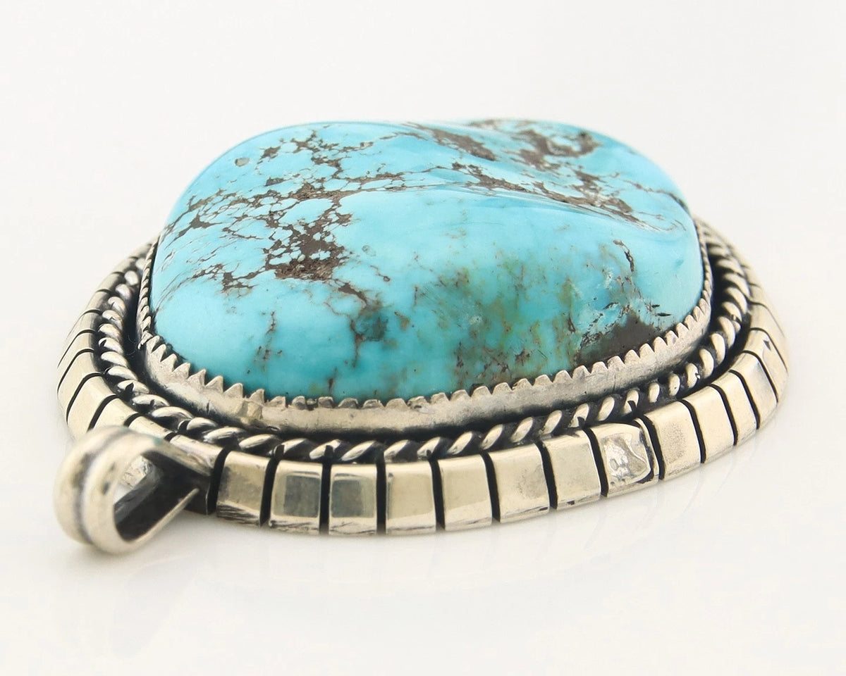 Navajo Pendant Sterling Silver Turquoise Vintage Signed Tom Willeto C.80's