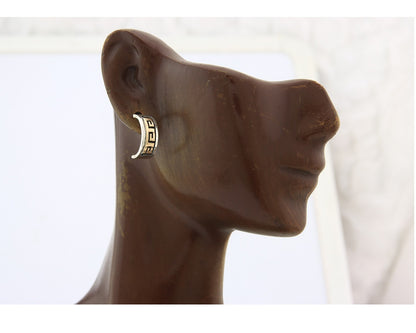 Navajo Earrings Sterling Silver & Gold Vintage Handmade Signed Skeets