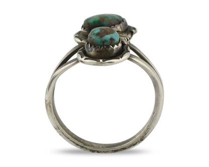 Navajo Ring 925 Silver Natural AAA Blue Turquoise Artist Signed Tom Willeto C80s