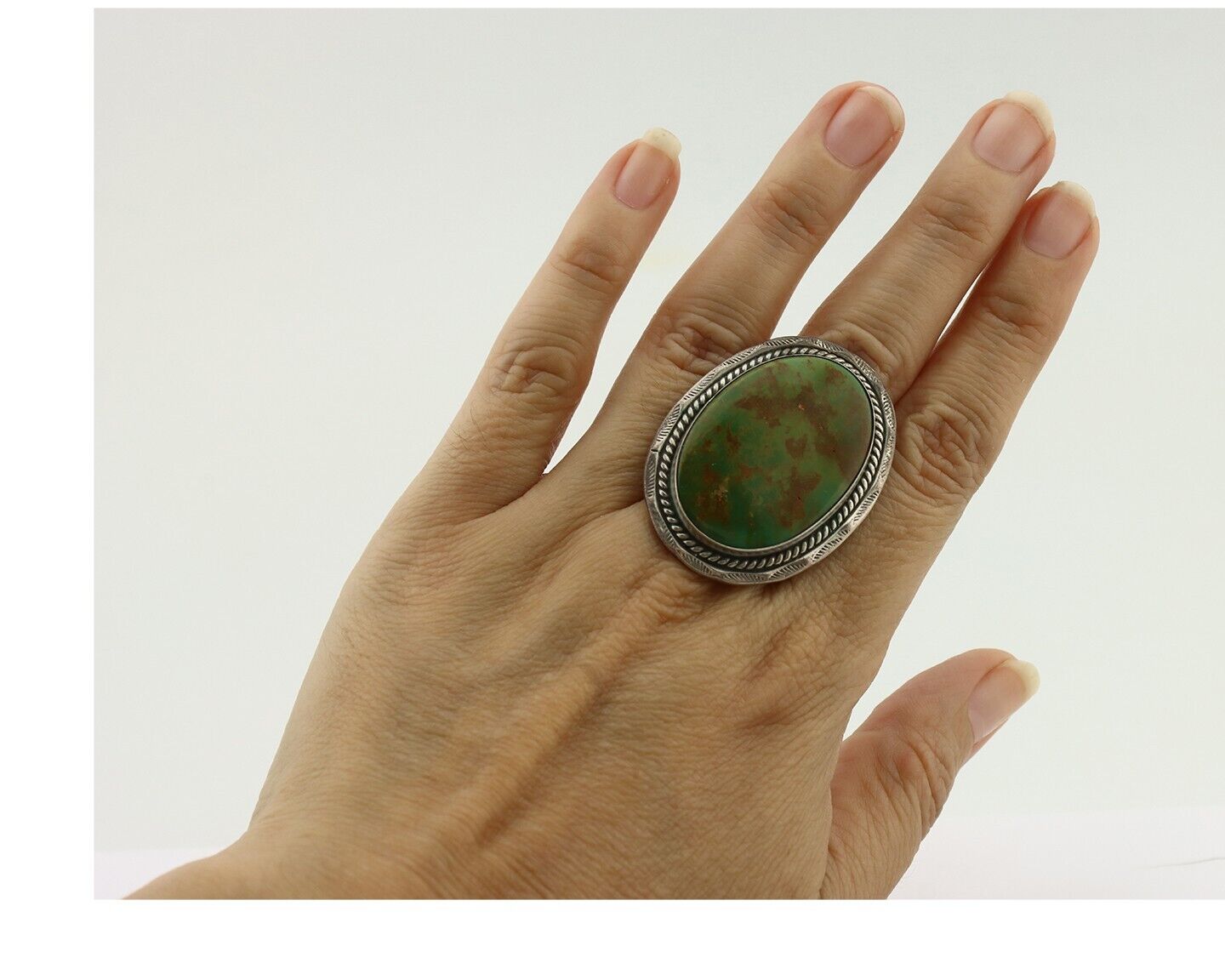 Navajo Ring 925 Silver Manassas Turquoise Tobe Turpen Native Artist C.80's
