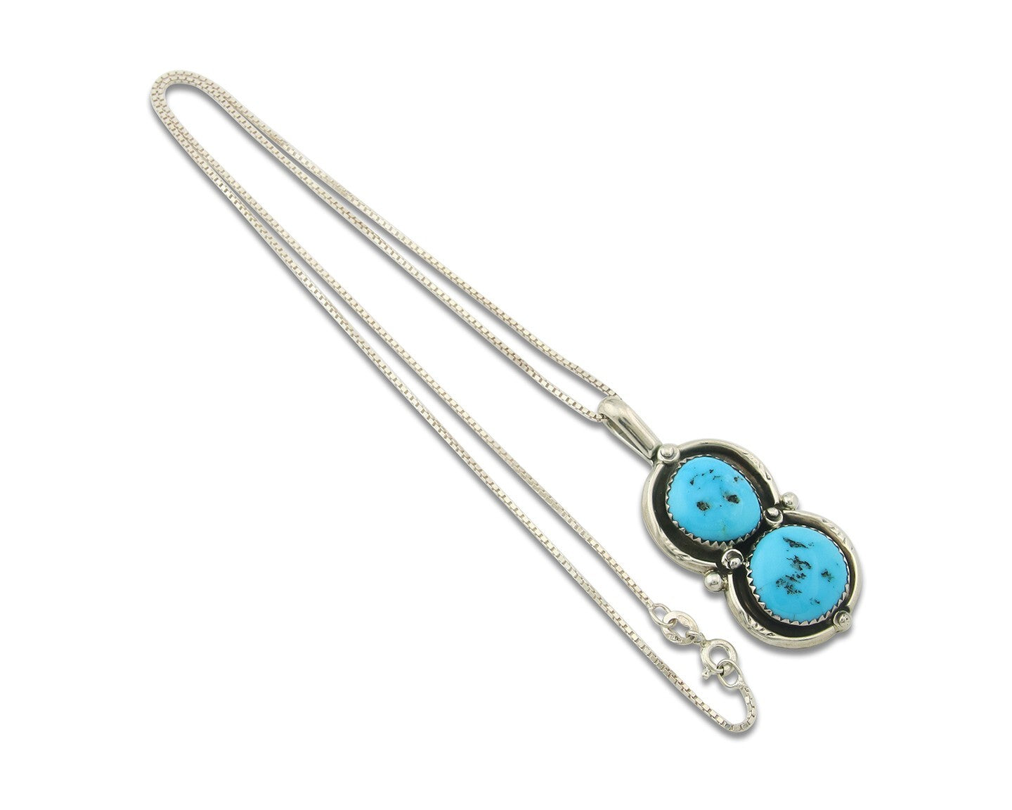 Navajo Sterling Silver Necklace Authentic Turquoise Vintage Handmade