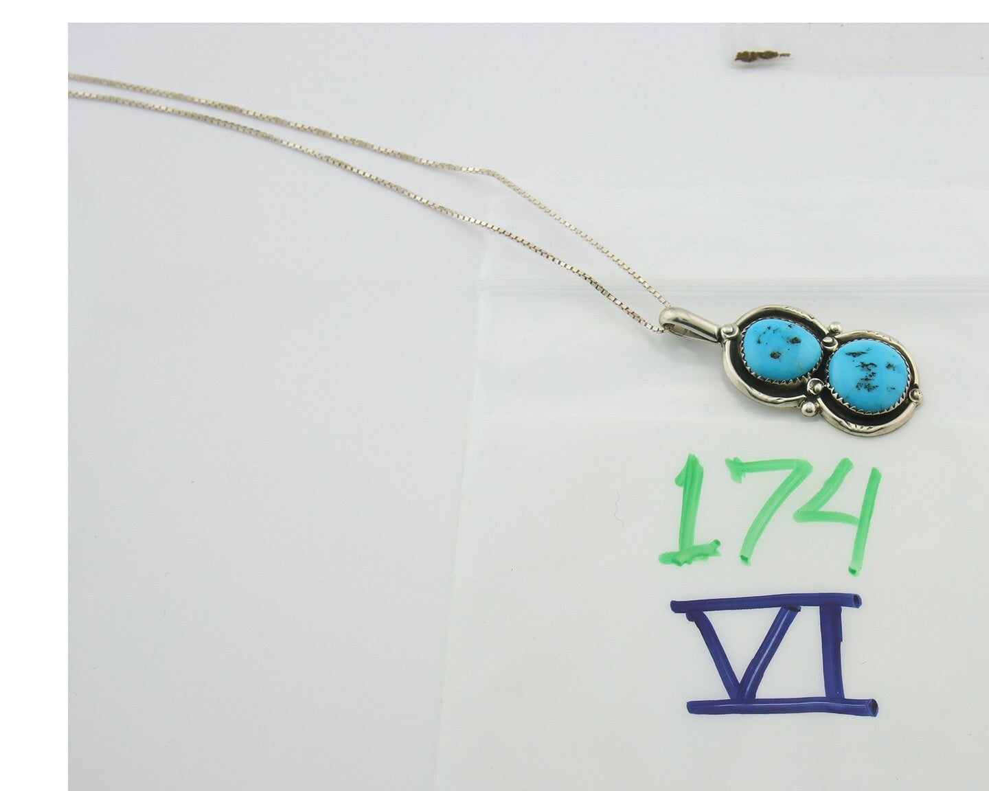 Navajo Sterling Silver Necklace Authentic Turquoise Vintage Handmade