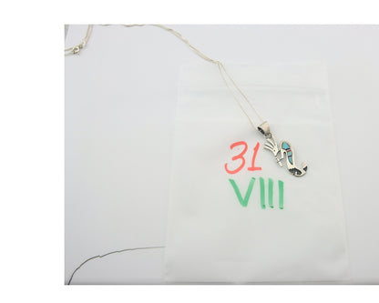 Navajo Kokopelli Necklace Sterling Silver Natural Gemstone Vintage Signed Paw