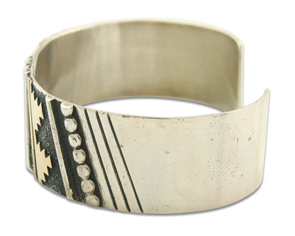 Navajo Bracelet Gold & 925 Silver Handmade 19 mm Wide Signed Thomas Singer C80s