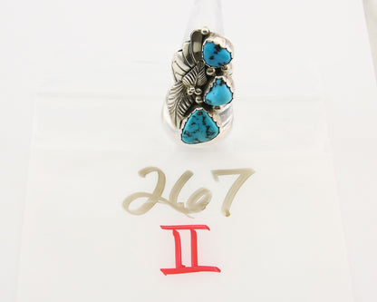 Navajo Ring 925 Sterling Natural Mined Turquoise Signed Arrow C.80's Size 8.25
