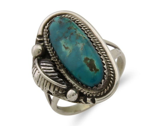 Navajo Ring 925 Silver Natural Blue Turquoise Native American Artist C.80's