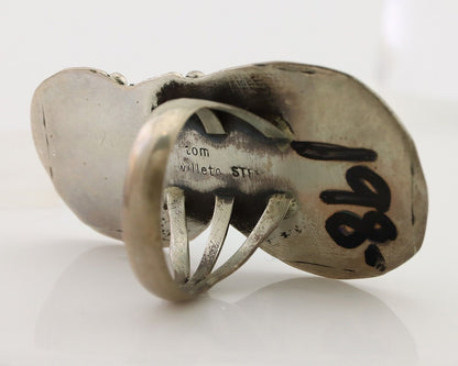 Navajo Handmade Ring 925 Silver Natural Tuquoise Artist Signed Tom Willeto C.80s