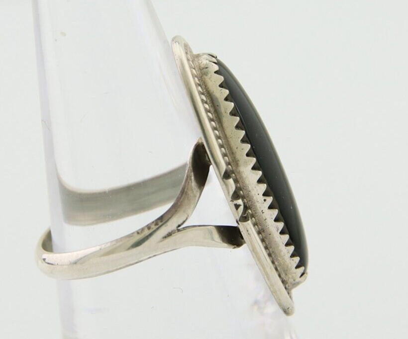 Navajo Handmade Ring 925 Silver Black Onyx Native American Artist C.80's