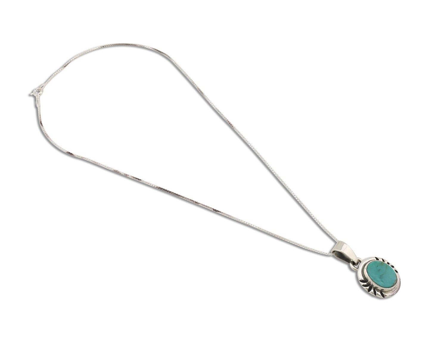 Navajo Necklace 925 Silver Arizona Turquoise Handmade Signed Gecko C.90's