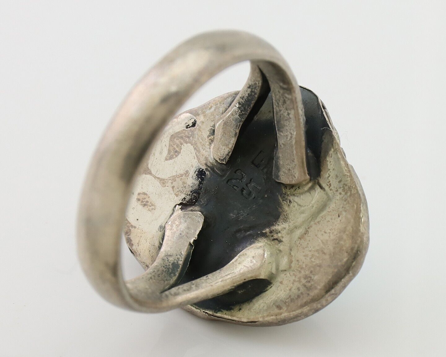 Navajo Handmade Ring 925 Silver Blue Turquoise Artist Signed RL C.80's