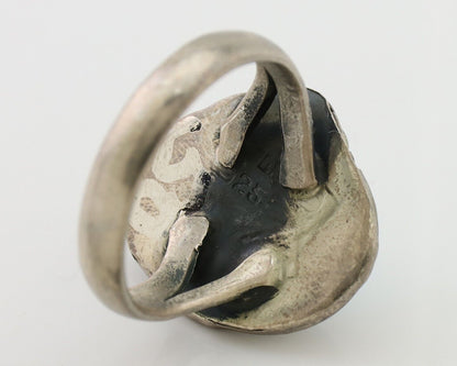 Navajo Handmade Ring 925 Silver Blue Turquoise Artist Signed RL C.80's