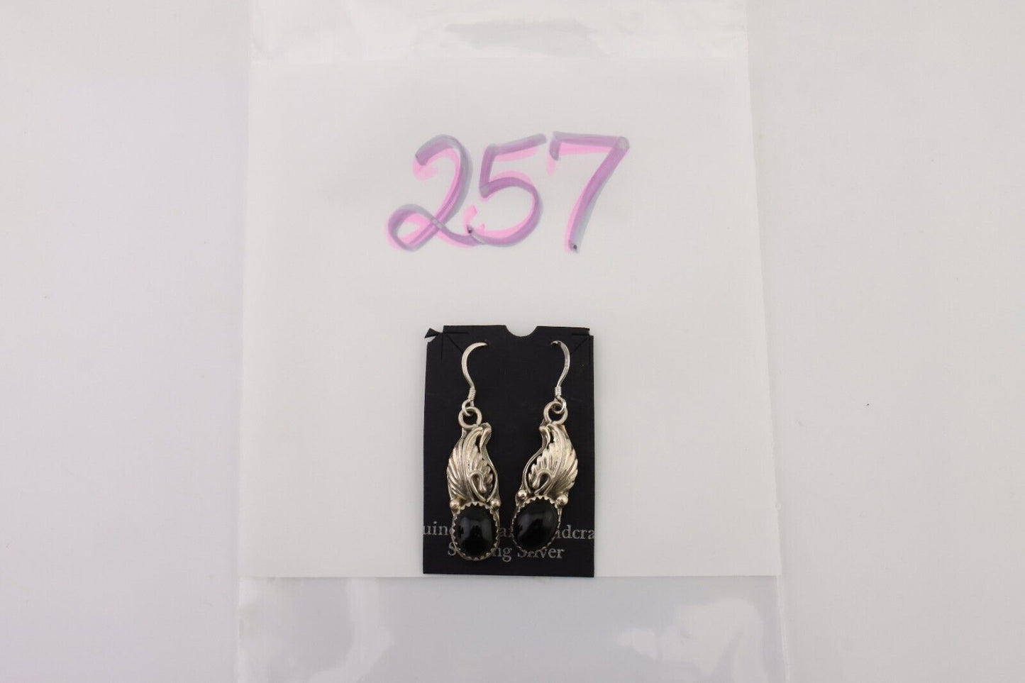 Navajo Dangle Earrings 925 Silver Black Onyx Native American Artist C.80's