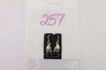 Navajo Dangle Earrings 925 Silver Black Onyx Native American Artist C.80's