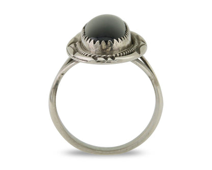 Navajo Handmade Ring 925 Silver Black Onyx Native American Artist C.80's