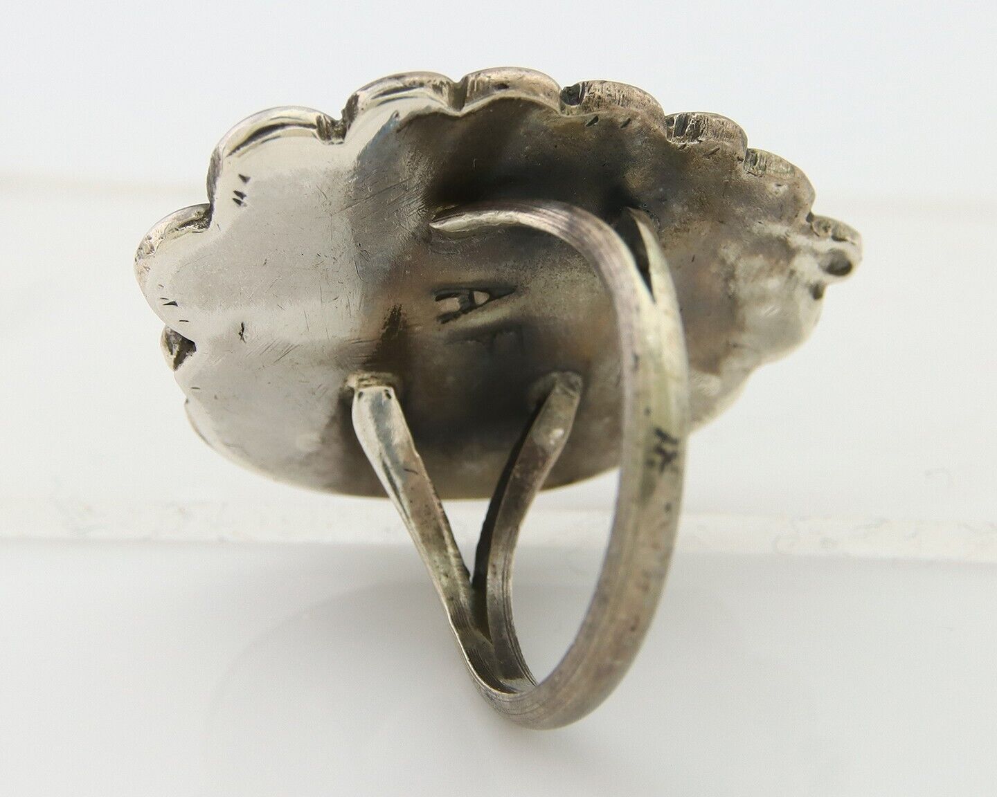 Navajo Ring .925 Sterling Blue Turquoise Artist Signed AP C.80's