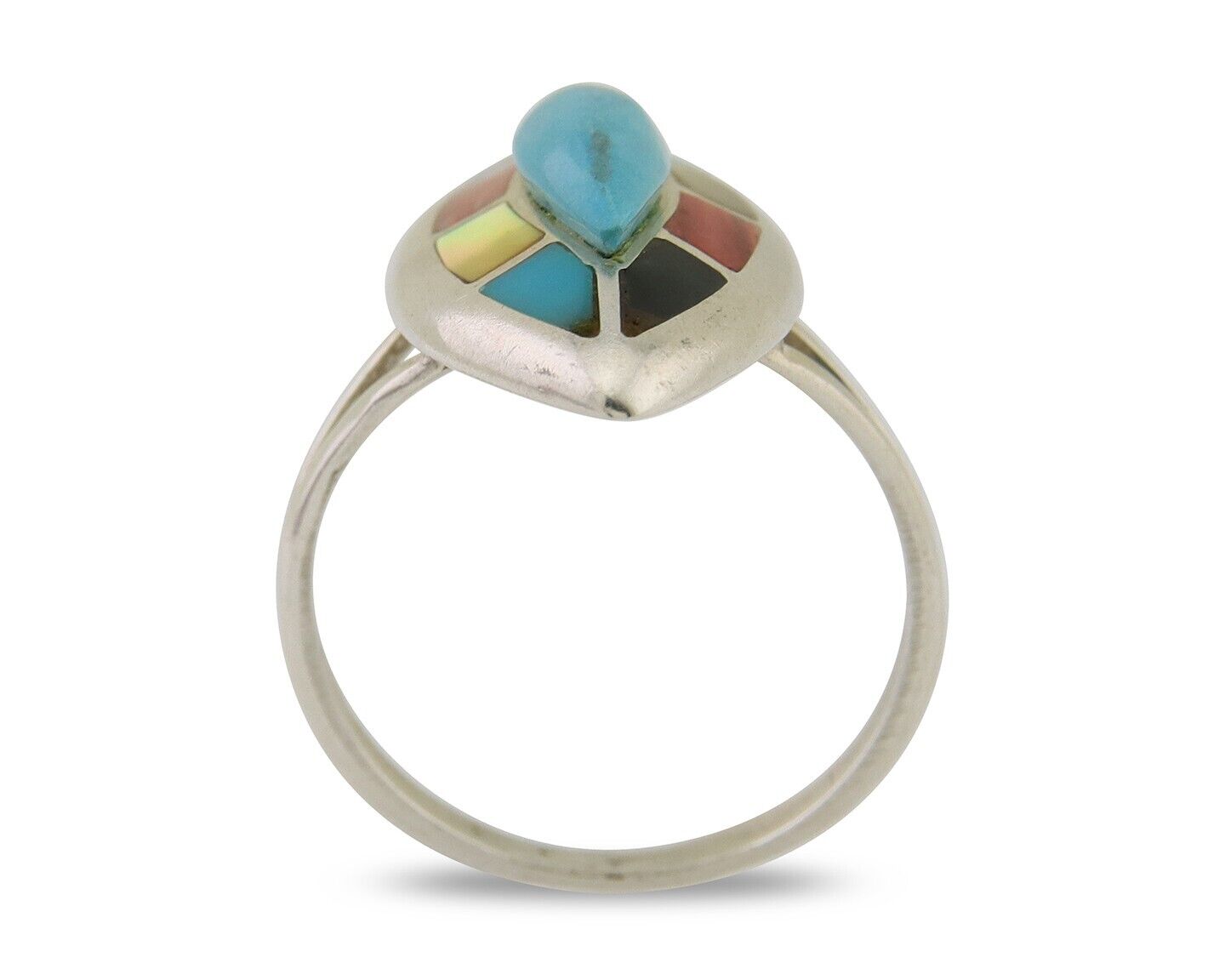 Navajo Ring 925 Silver Turquoise Shell Onyx Spiney Oyster Native Artist C80's