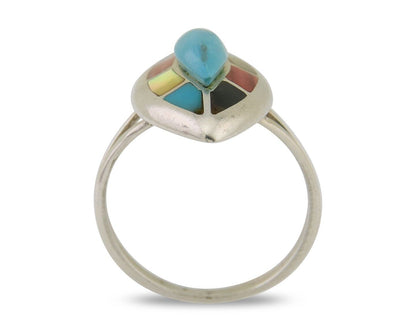 Navajo Ring 925 Silver Turquoise Shell Onyx Spiney Oyster Native Artist C80's
