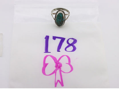 Navajo Ring .925 Silver Natural Kingman Turquoise Native American Signed C.80's