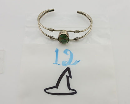 Navajo Bracelet 925 Silver Natural Green Turquoise Native American Artist C.80's