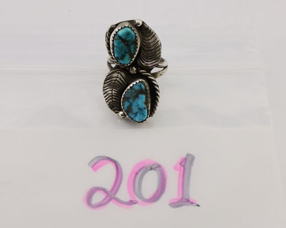Navajo Handmade Ring 925 Silver Natural Tuquoise Native American Artist C.80's