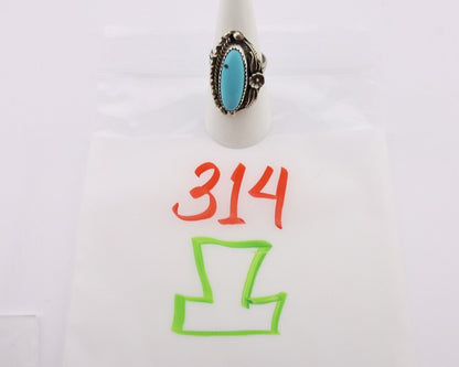 Navajo Ring 925 Silver Sleeping Beauty Turquoise Signed SC C.80's