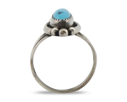 Navajo Ring .925 Silver Sleeping Beauty Turquoise Signed SkyStone Creations C80s