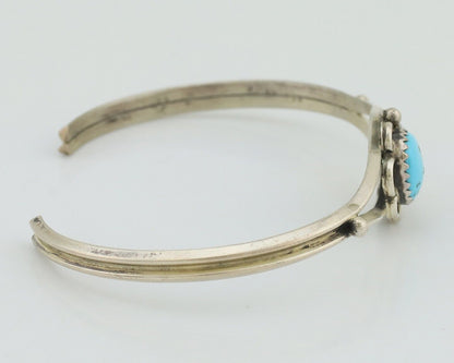 Navajo Bracelet 925 Silver Sleeping Beauty Turquoise Native American Artist C80s