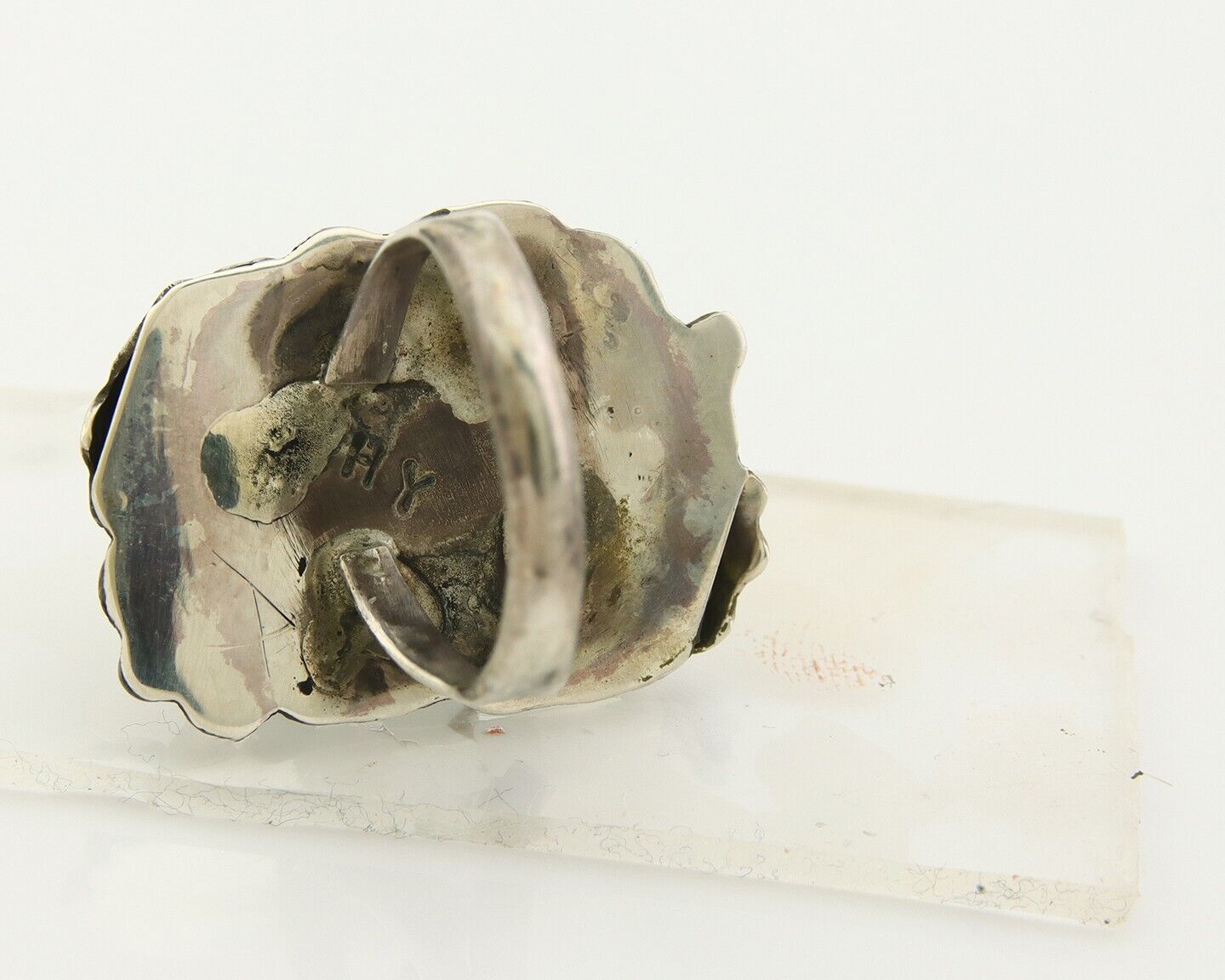 Navajo Ring 925 Sterling Natural Blue Turquoise Signed H Yazzie C.80's