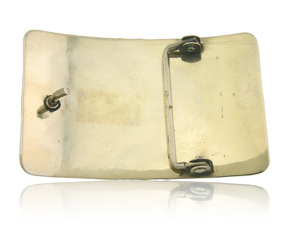 Navajo Concho Belt Buckle .999 Nickel Onyx Native American Artist 2x3 in C.80's