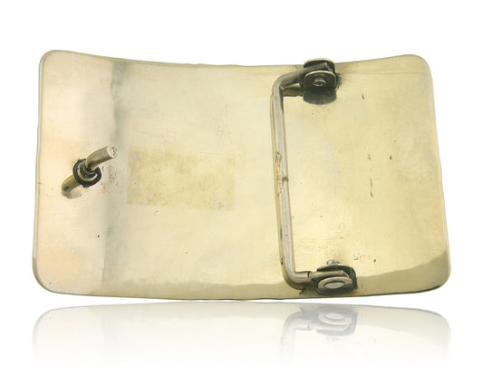 Navajo Concho Belt Buckle .999 Nickel Onyx Native American Artist 2x3 in C.80's