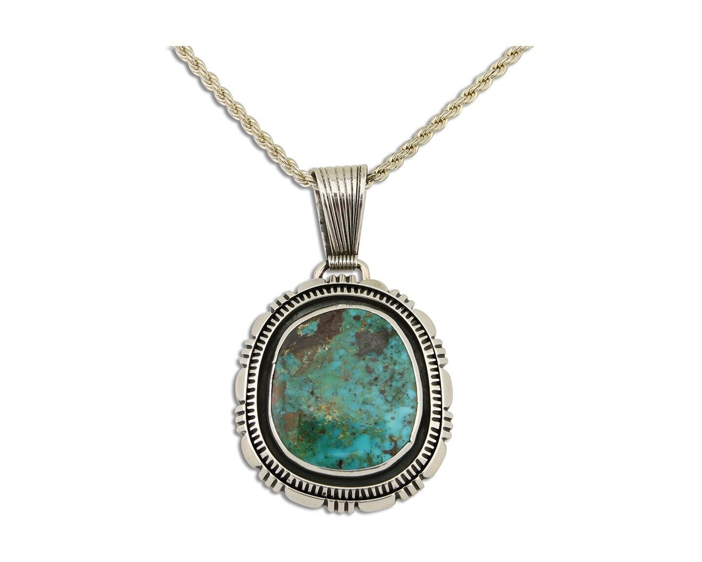 Navajo Necklace 925 Silver Natural Turquoise Artist Signed Mike Begay C.80's