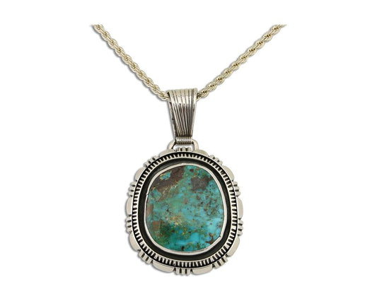 Navajo Necklace 925 Silver Natural Turquoise Artist Signed Mike Begay C.80's