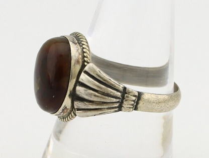 Navajo Handmade Ring 925 Silver Natural High Grade Fire Opal Native Artist C.80s