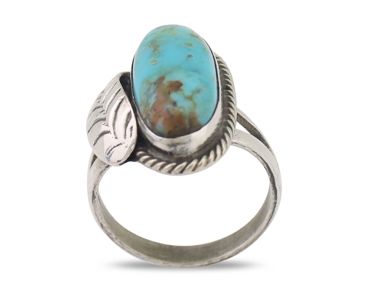 Navajo Ring 925 Silver Blue Gem Turquoise Native American Artist C.80's
