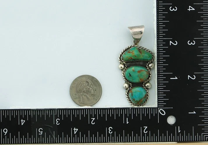 Navajo Pendant 925 Sterling Silver Natural Turquoise Vintage Artist Signed PA