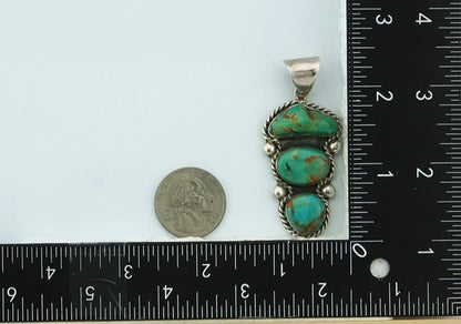 Navajo Pendant 925 Sterling Silver Natural Turquoise Vintage Artist Signed PA
