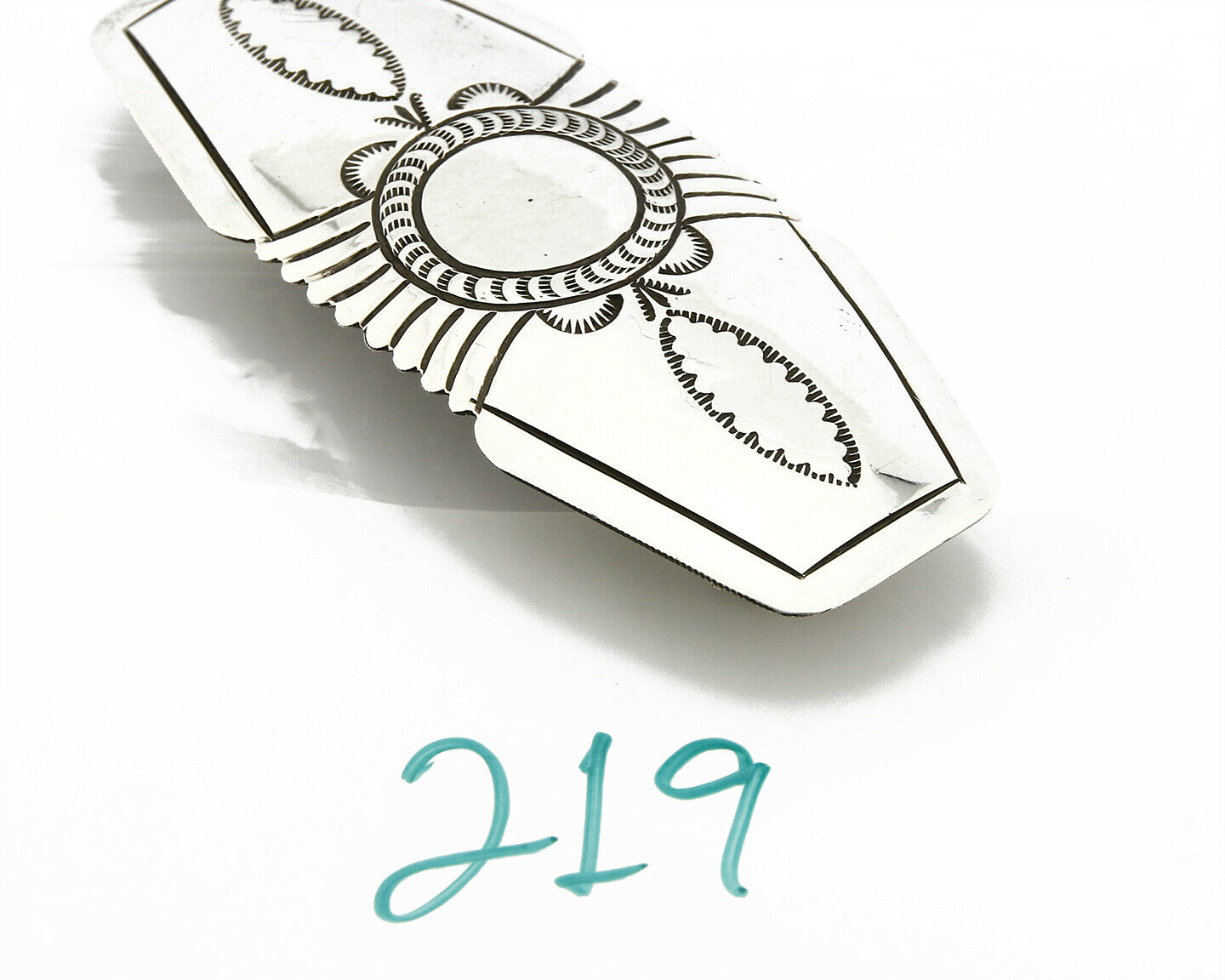 Navajo Real Turquoise 925 SOLID SILVER Hand Stamped 12mm Wide Barrette Hair Clip