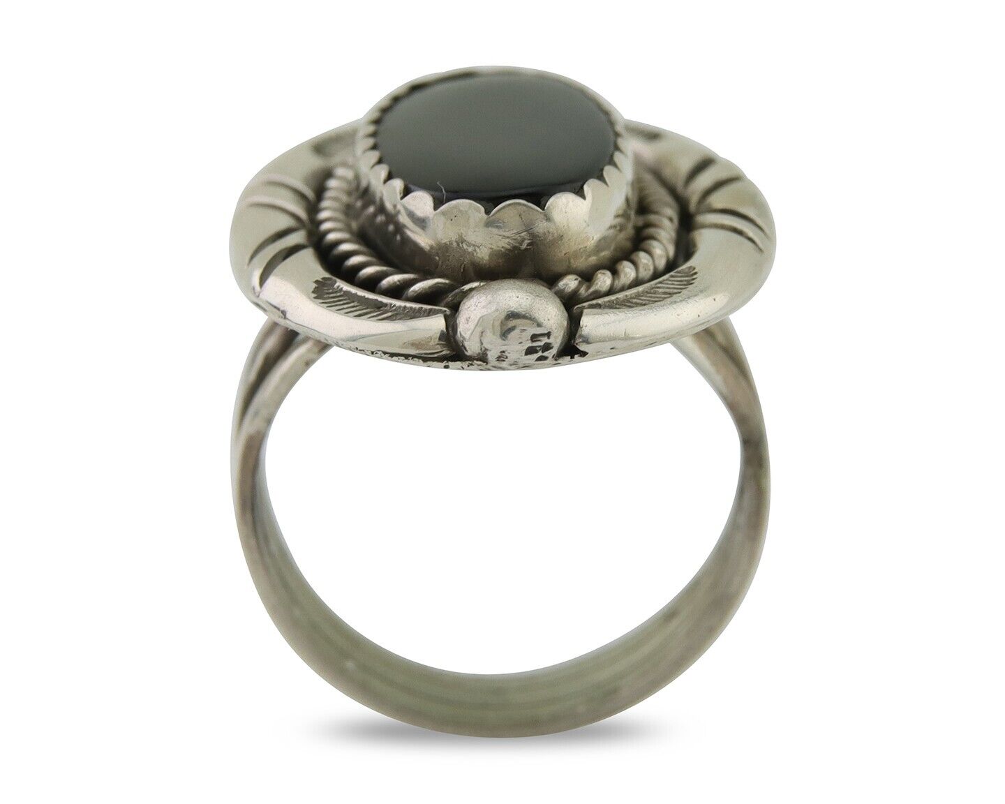 Navajo Ring 925 Silver Black Onyx Artist Signed V & N Edsitty C.80's