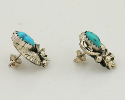 Navajo Dangle Earrings 925 Silver Natural Turquoise Native American Artist C80s