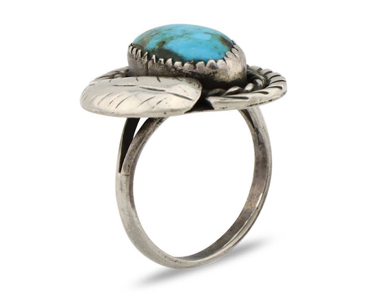 Navajo Handmade Ring 925 Silver Turquoise Native American Artist C.80's
