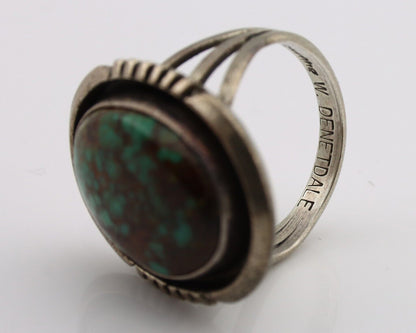 Navajo Handmade Ring 925 Silver Turquoise Artist Signed Denetdale C.80's