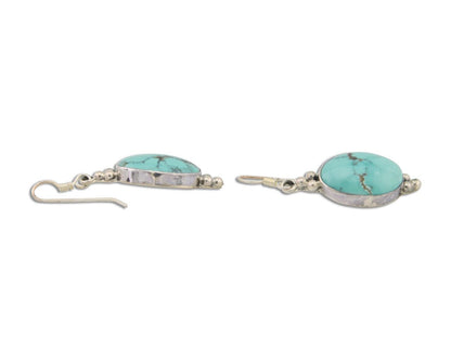Navajo Dangle Earrings 925 Natural Turquoise Native Inca Mfg C.80's