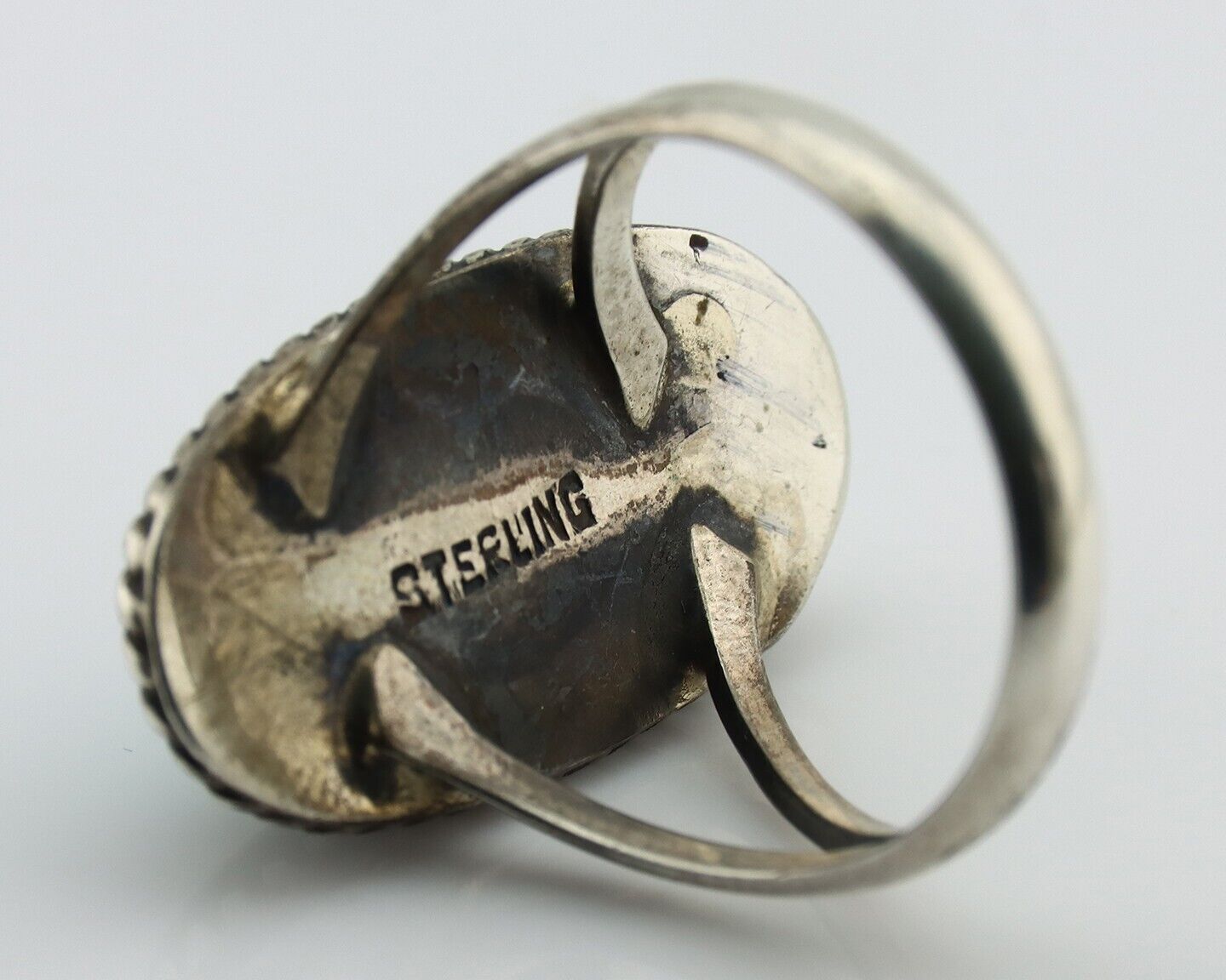 Navajo Ring 925 Silver Kingman Turquoise Native American Artist C.80's