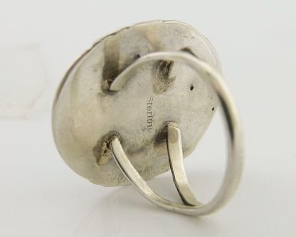 Navajo Ring 925 Silver Natural Spiderweb Turquoise Native Artist C.80's