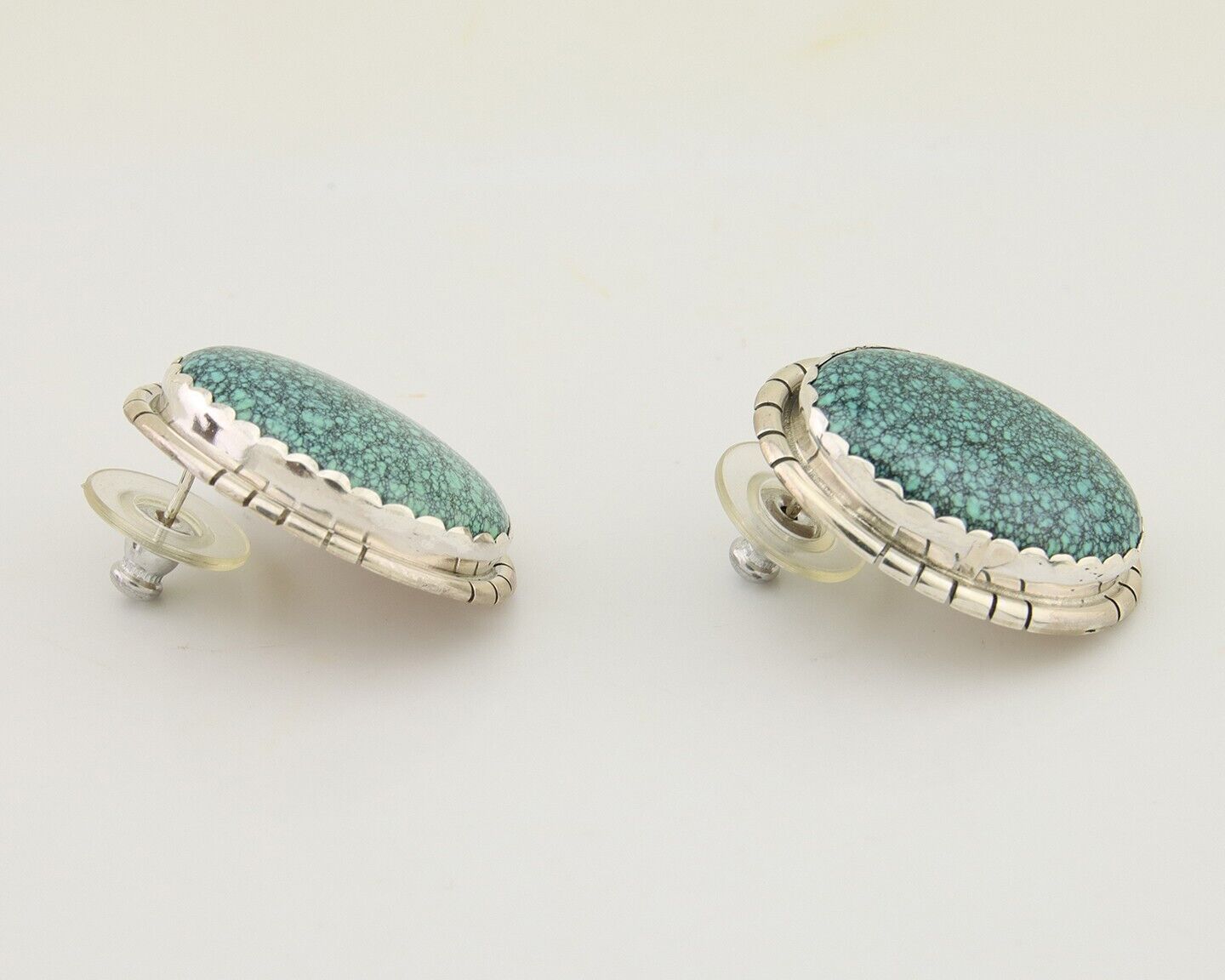 Navajo Earrings 925 Silver Mine 8 Turquoise Native American Artist C.80's