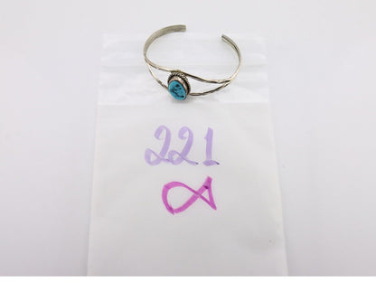 Navajo Bracelet 925 Silver Sleeping Beauty Turquoise Native American Artist C80s