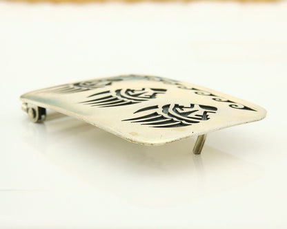 Navajo Belt Buckle 925 Sterling Silver Claw Artist Signed SC 2x3 in C.80's