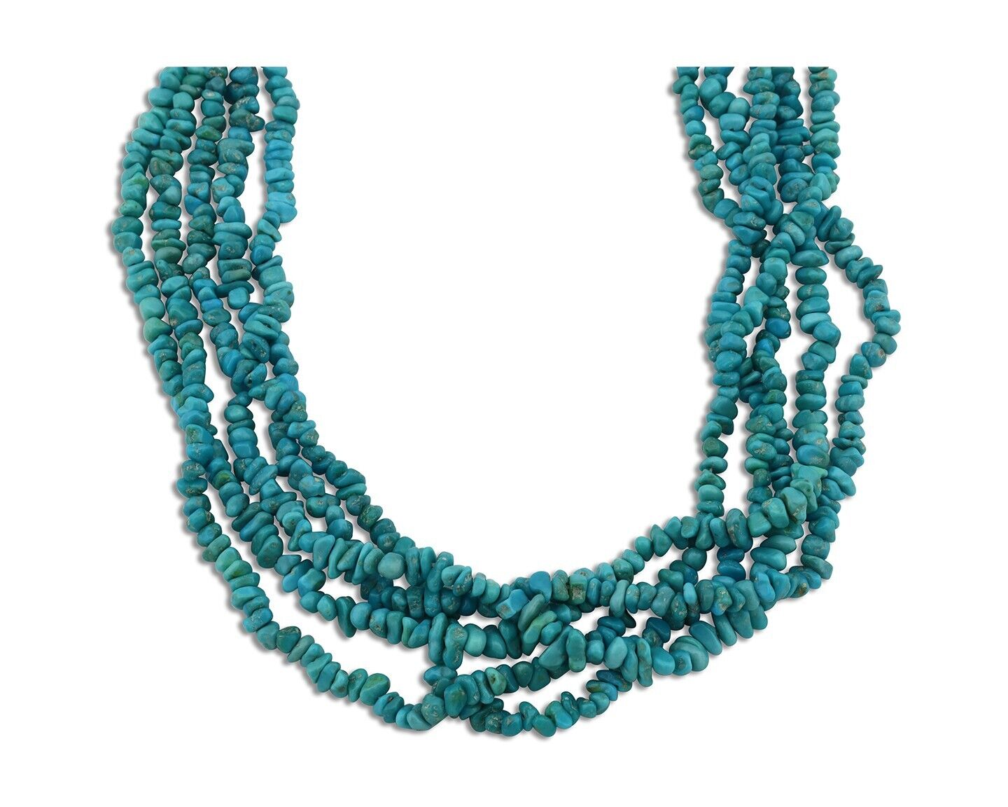 Navajo 5 Strand Necklace 925 Silver Blue Gem Turquoise Native Artist C.80's